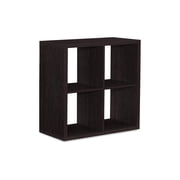 Cubby Storage Cabinet - 4 Shelf Organizer, Espresso Finish, Floor Mount, Compact Storage Solution