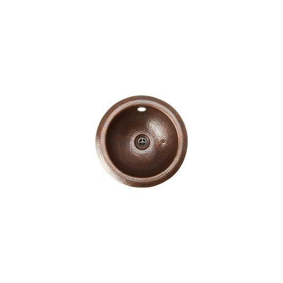 Round Copper Basin Sink - Rustic Kitchen Sink, Bathroom Basin, Single Bowl Sink with Drain