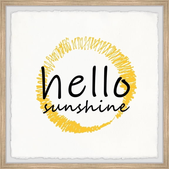 Hello Sunshine Wall Art Print - 32x32" Rustic Home Decor - Framed Abstract Painting for Living Room