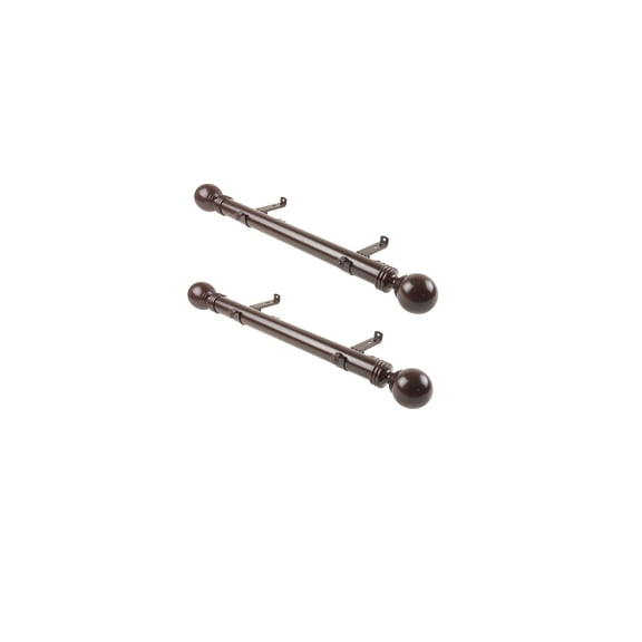 Rustic Curtain Rods Set of 2 - 24 Inch Steel Rods with Metal Finials - Window Treatment Hardware