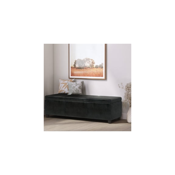 Homestock Rustic Romance Wide Rectangle Storage Ottoman Bench