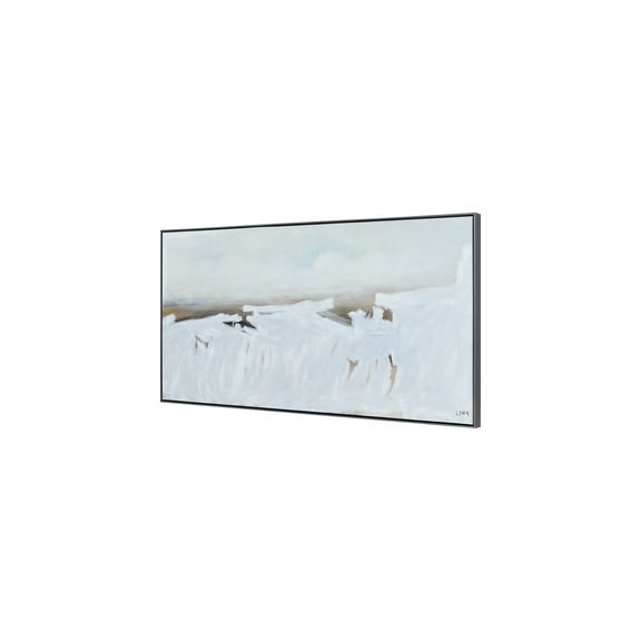 Crashing Waves Wall Art - Textured Canvas Print with Pewter Frame - Minimalist Home Decor