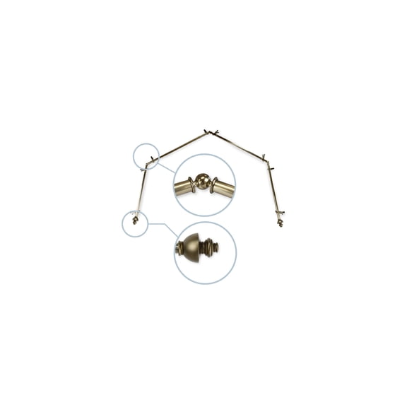 Rustic Curtain Rods & Hardware - Adjustable Metal Rods with Finials - Antique Brass Finish - 28 to 48 Inch Range