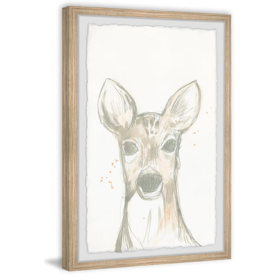 Deer Wall Art Print - Seaside Serenity Framed Painting - 30x20 Contemporary Home Decor