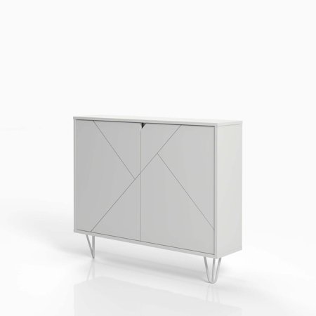 Homestock Seaside Style 132203 Slim 2-Door Storage Cabinet, White