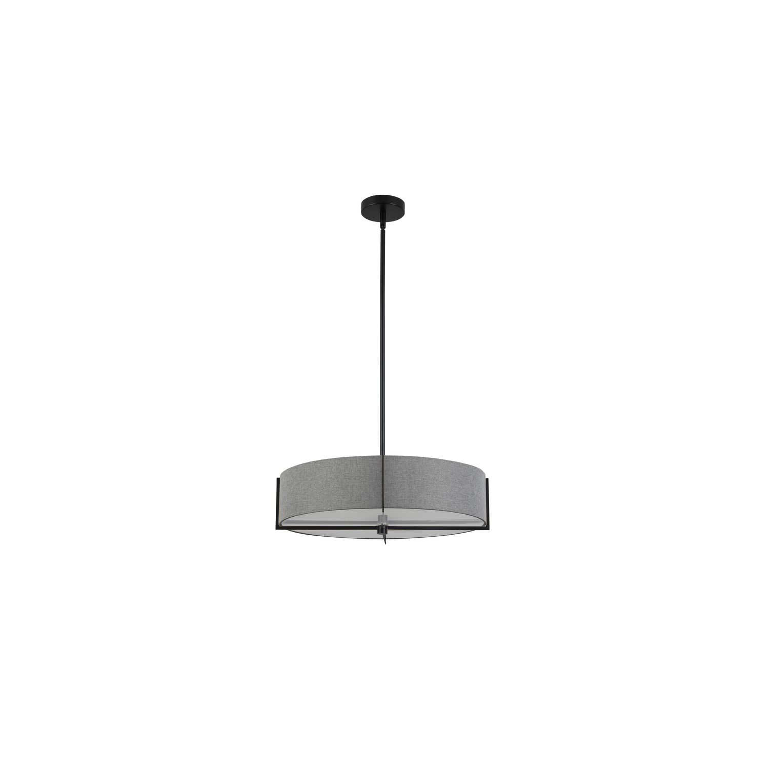 Matte Black and Gray 4-Light Incandescent Pendant with Fabric Shade