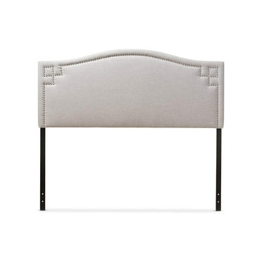 Homestock Seaside Style Fabric Upholstered King Size Headboard, Curved Shape Headboard, Silver Nail Head Trim, Wall Mount, 77.61"W X 25.74"H