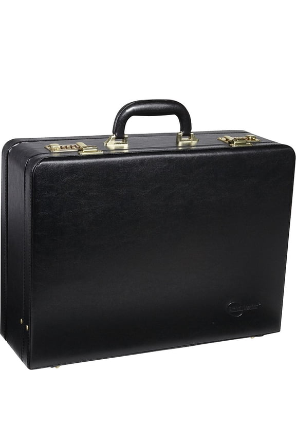 Seaside Style Large Expandable Faux Leather Attach Case Executive Business Case Featuring Ample Storage And Distinctive Matte Finish, 17.75" L X 12.88" H X 5.5" W-Color:Black
