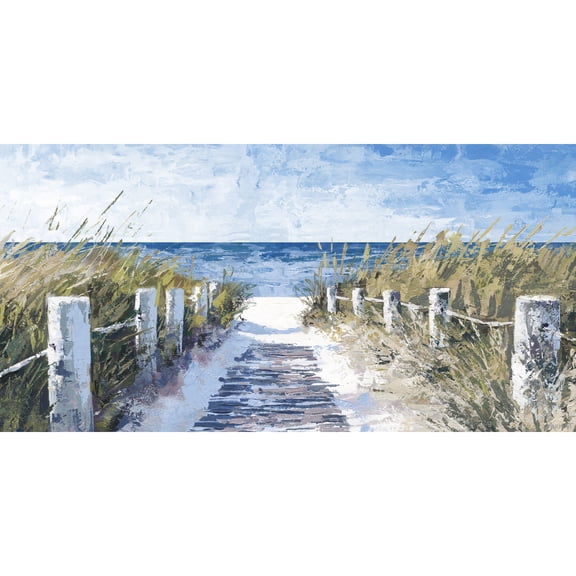 Coastal Canvas Wall Art Print - Sandy Beach Ocean Scene, Framed Wall Hanging for Home Decor