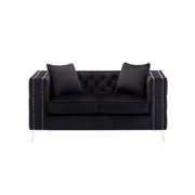 Homestock Sophisticated Simplicity Gray Velvet Loveseat