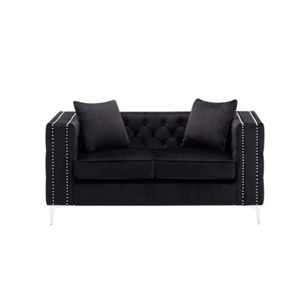 Homestock Sophisticated Simplicity Gray Velvet Loveseat