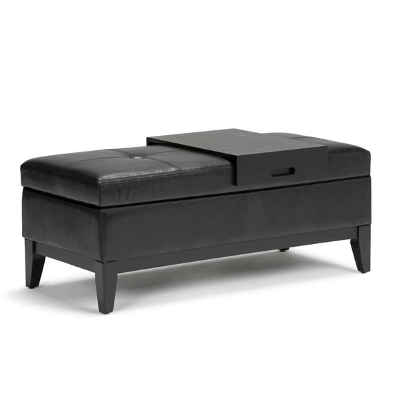Homestock Southwestern Sanctuary 42 Inch Wide Rectangle Storage Ottoman Bench With Tray