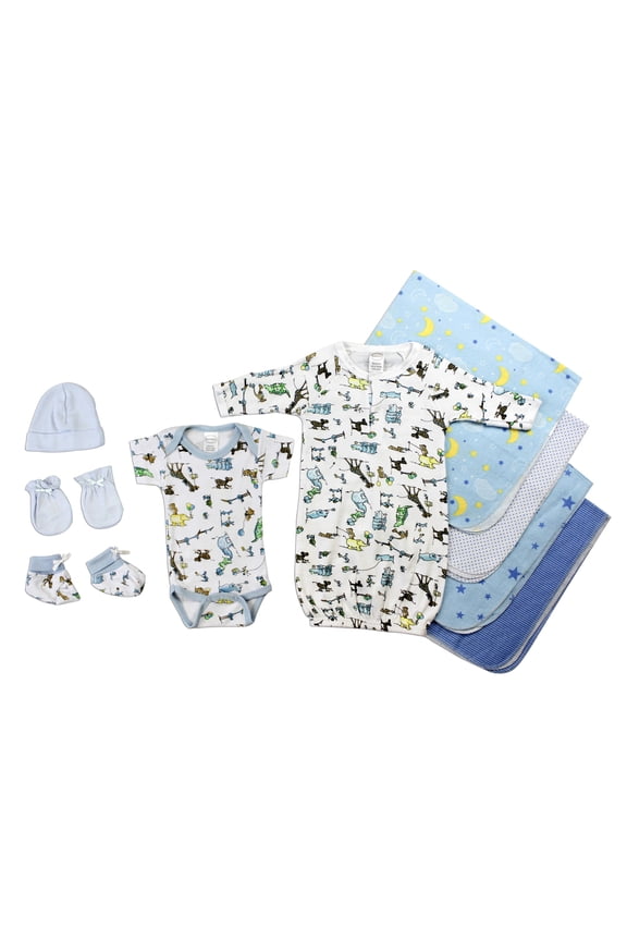 Newborn Baby Clothes Set 9 Pc Layette Gift for Boy Soft Cotton Onesies & More