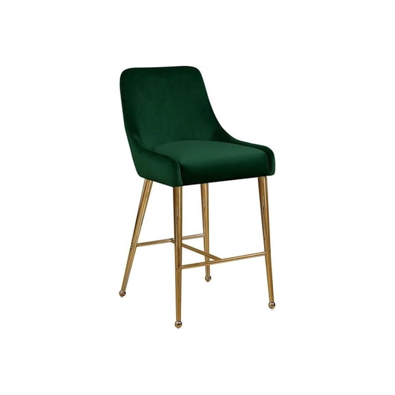 African Artifacts Modern, Contemporary Velvet Upholstered Counter Stool with Polished Gold Metal Legs, Set of 2, 23" W x 21" D x 40" H, Ideal for Bar and Pub Height Tables
