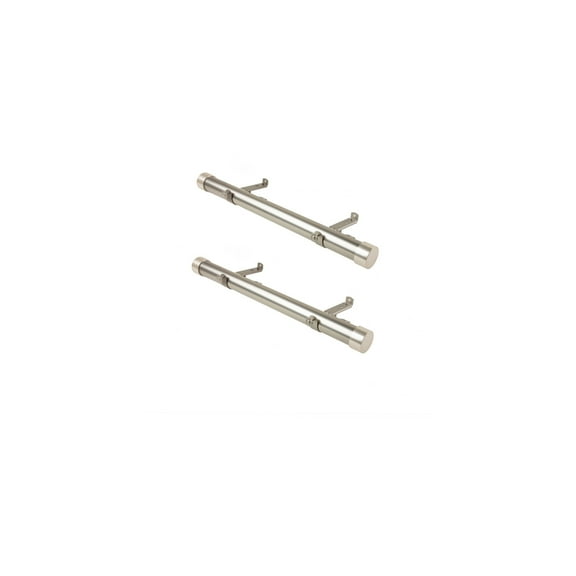 Curtain Rods Set of 2, 18 Inch Single Rods, Satin Nickel Finish, Resin Finials, Window Decor