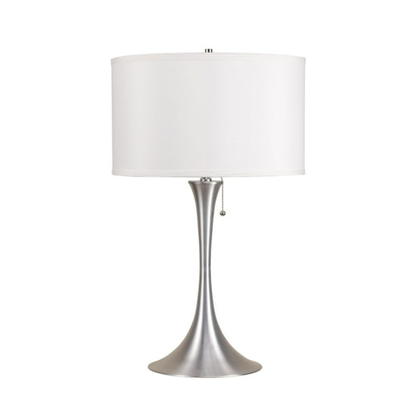 Southwestern Table Lamp - Silver Retro Design - 27" Linen Shade - Modern Living Room Decor