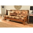 thumbnail image 1 of Homestock Contemporary Cool Full Size Hardwood Futon Frame Set in Barbados Finish with Mattress, Easily Converts to Bed - 79"L x 37"D x 33"H-Color:Canadian,Size:Without Storage Drawers, 1 of 10