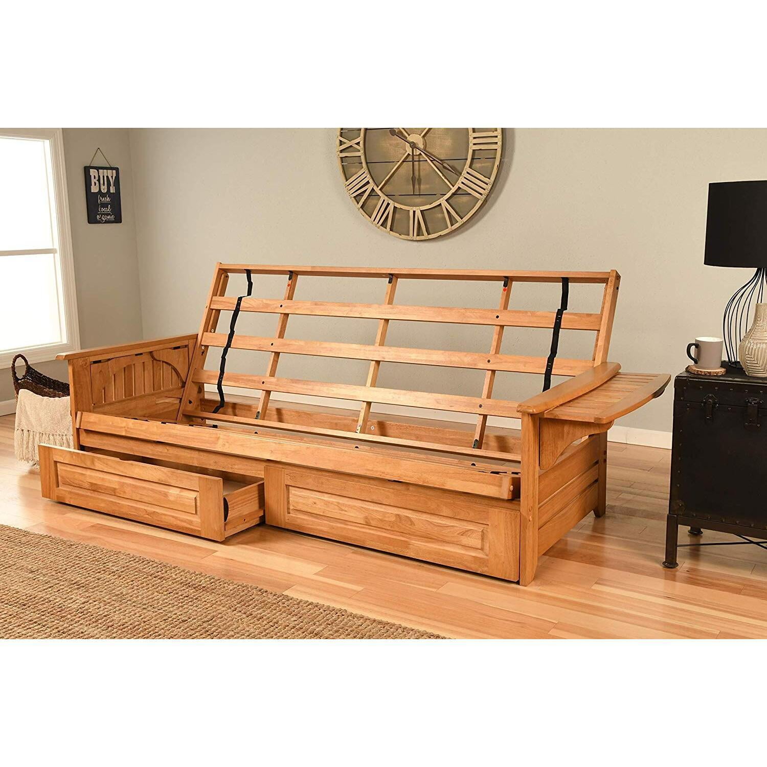 Homestock Southwestern Style Futon Frame QueenButternut FinishFuton