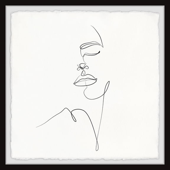 Contemporary Framed Wall Art Print - Abstract Face Drawing, 12x12 Inch Home Decor