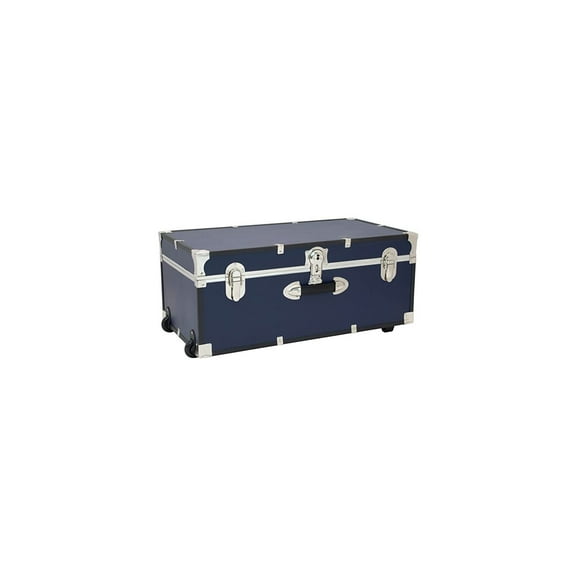 Homestock Suburban Soiree Rectangular 30" Trunk With Wheels & Lock, Blue, 30"L X 15.75"W X 12.25"H, Secured With Push-Button Key Lock