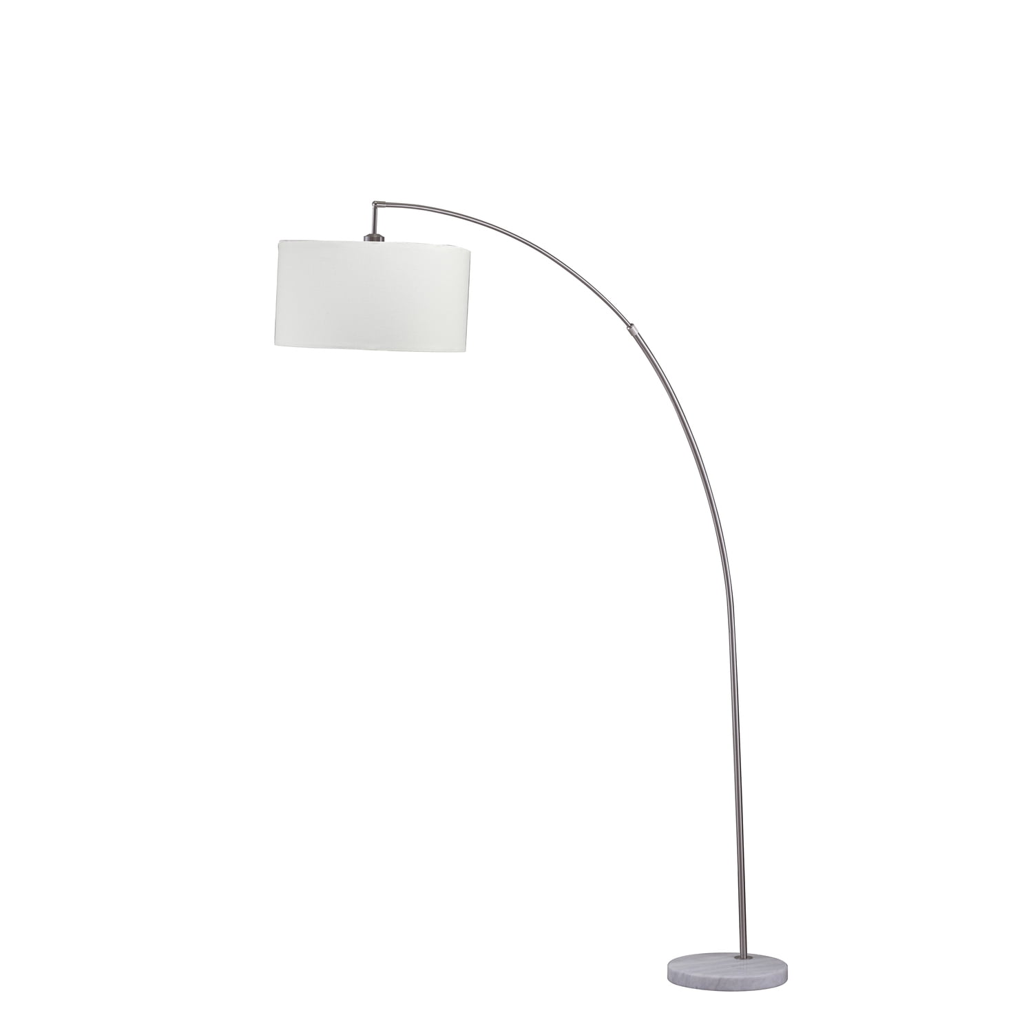Adjustable Silver Arc Floor Lamp with White Marble Base