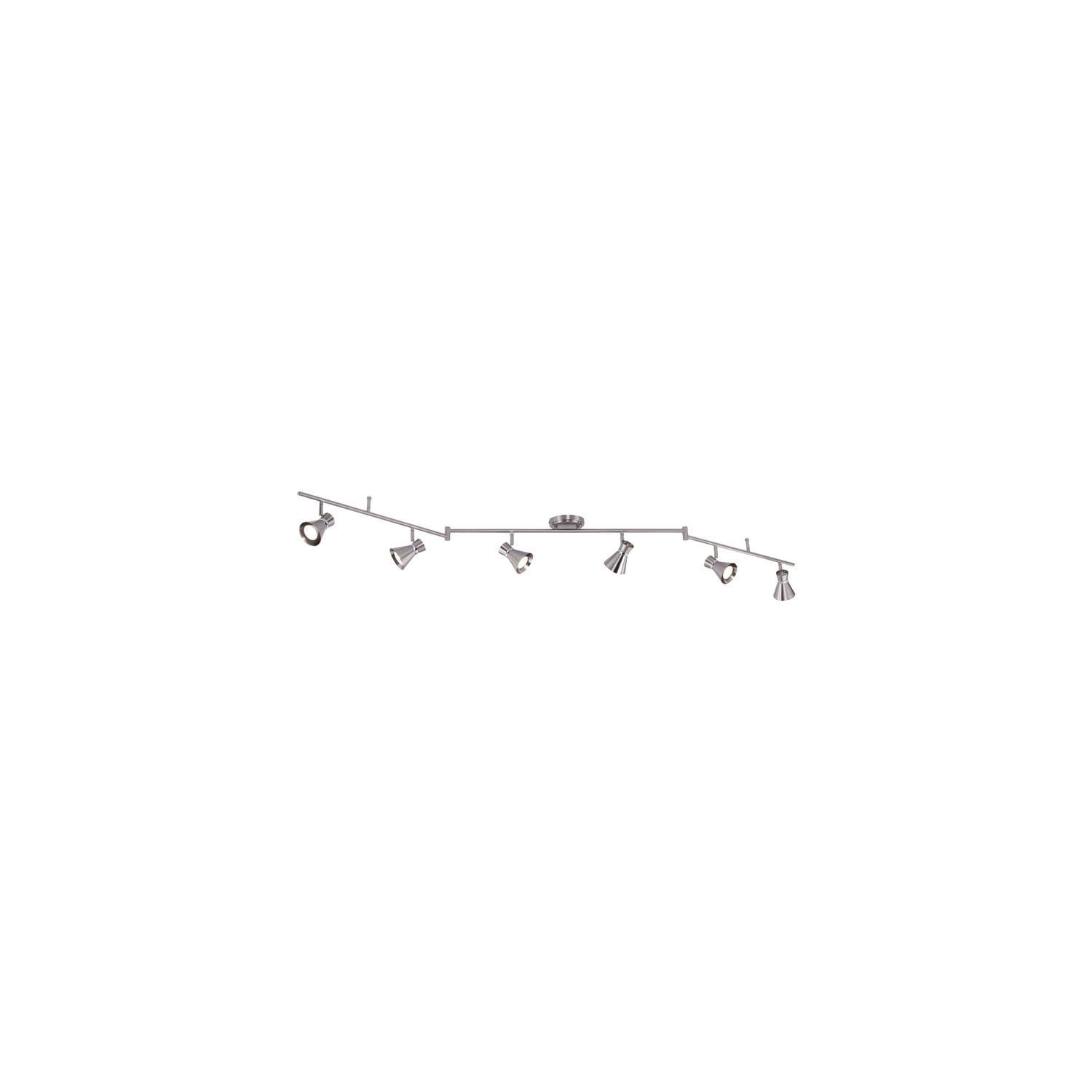 6 Light Flush Mount Ceiling Light - Adjustable Spotlights, Brushed Nickel & Chrome Finish