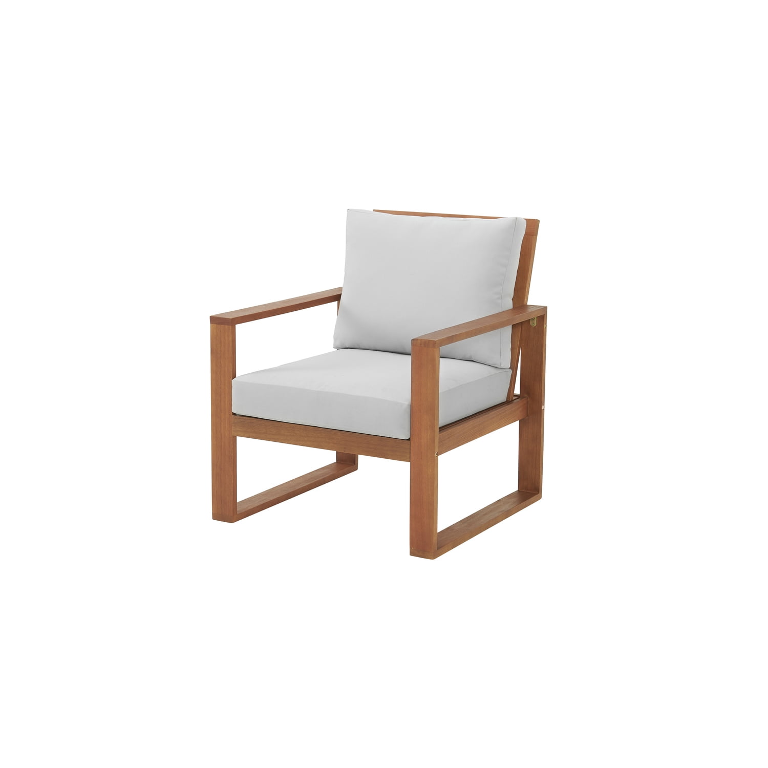 Eucalyptus Wood Outdoor Chair with Gray Cushions