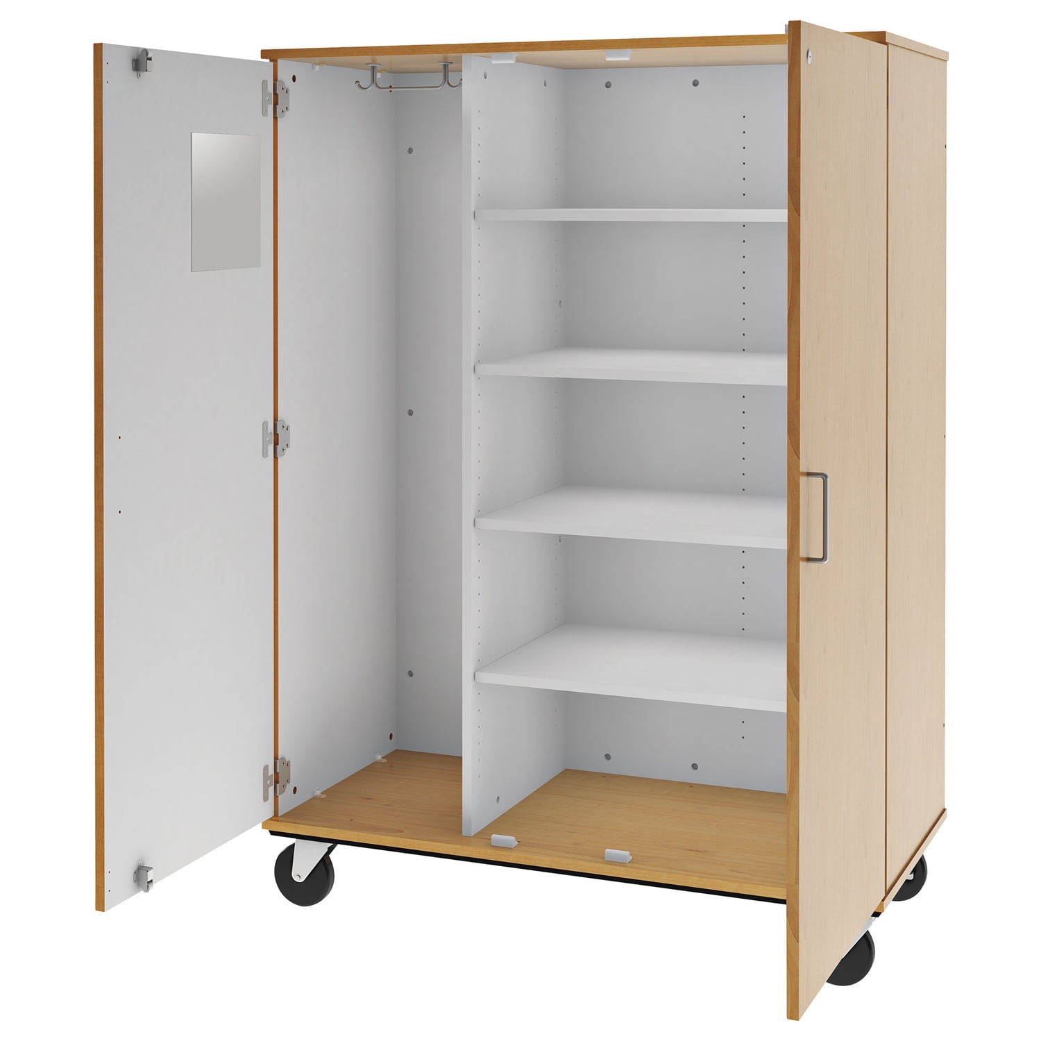 Mobile Closet Organizer - Rolling Wardrobe with Shelves & Mirror
