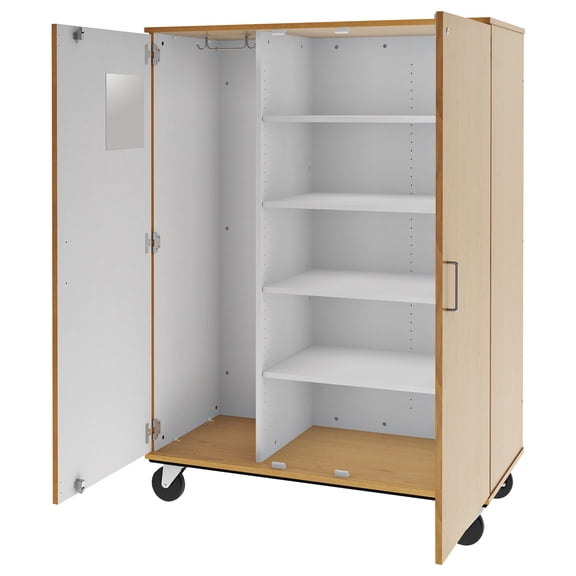 Mobile Closet Organizer - Rolling Wardrobe with Shelves & Mirror - Storage Unit for Clothes & Accessories