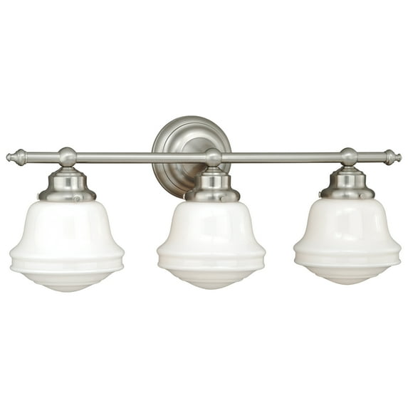 3 Light Vanity Light Fixture - Satin Nickel Bathroom Lighting - Timeless Farmhouse Style