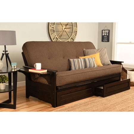Homestock Timeless Tradition Full Futon with Storage Drawer, Color:Espresso/Brown
