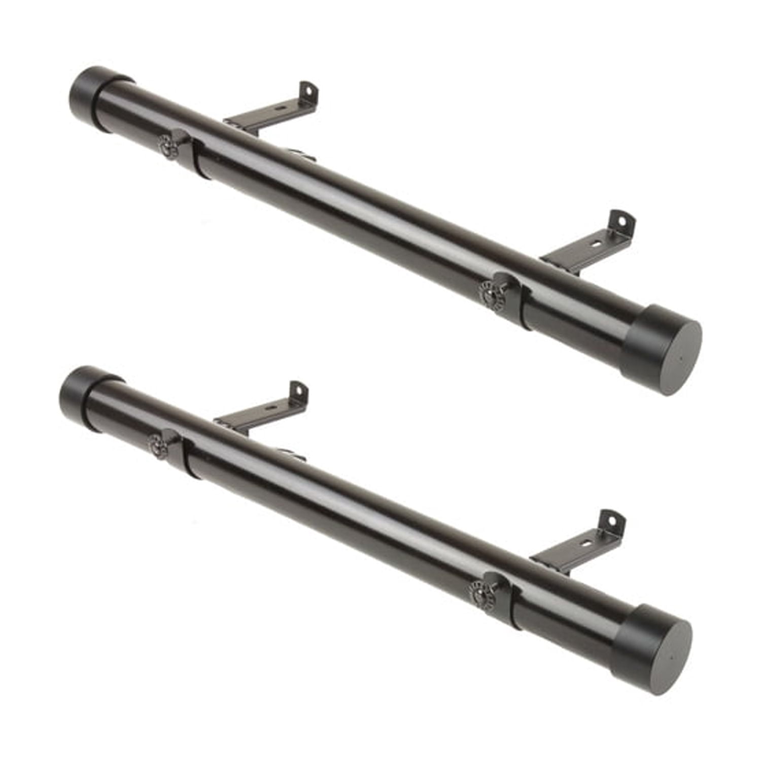 Timeless Black Curtain Rods - 12 Inch Set of 2 - Single Rods for ...