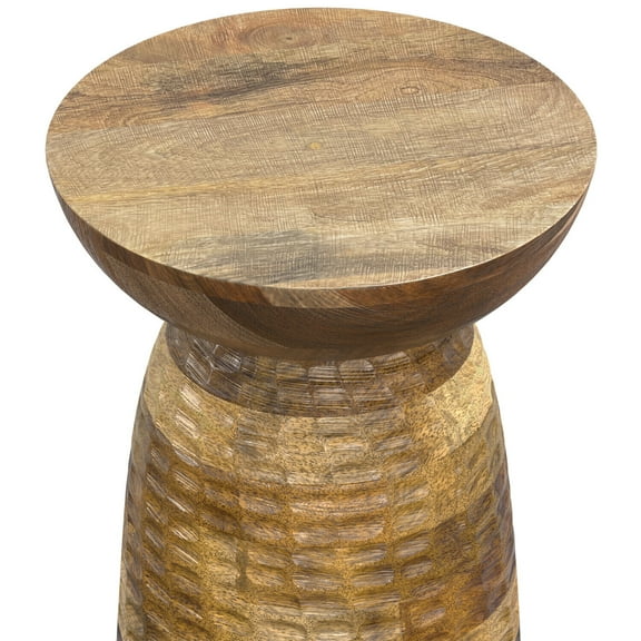 Round Accent Table - Mango Wood Side Table, Contemporary Design, Living Room Decor, Small Space Table
