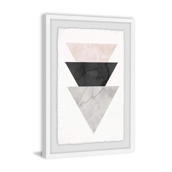 Triangle Stack Wall Art - Modern Framed Canvas Print for Living Room Decor