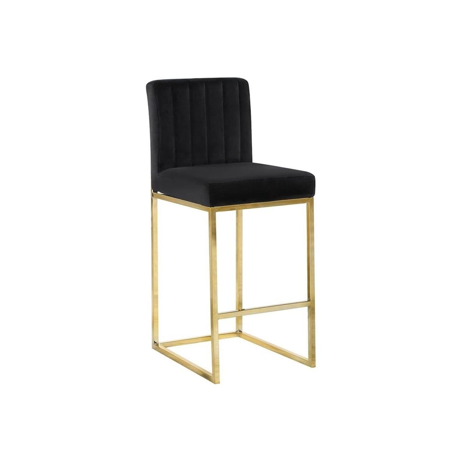 Luxurious 26" Black Velvet Counter Stool with Gold Metal Frame