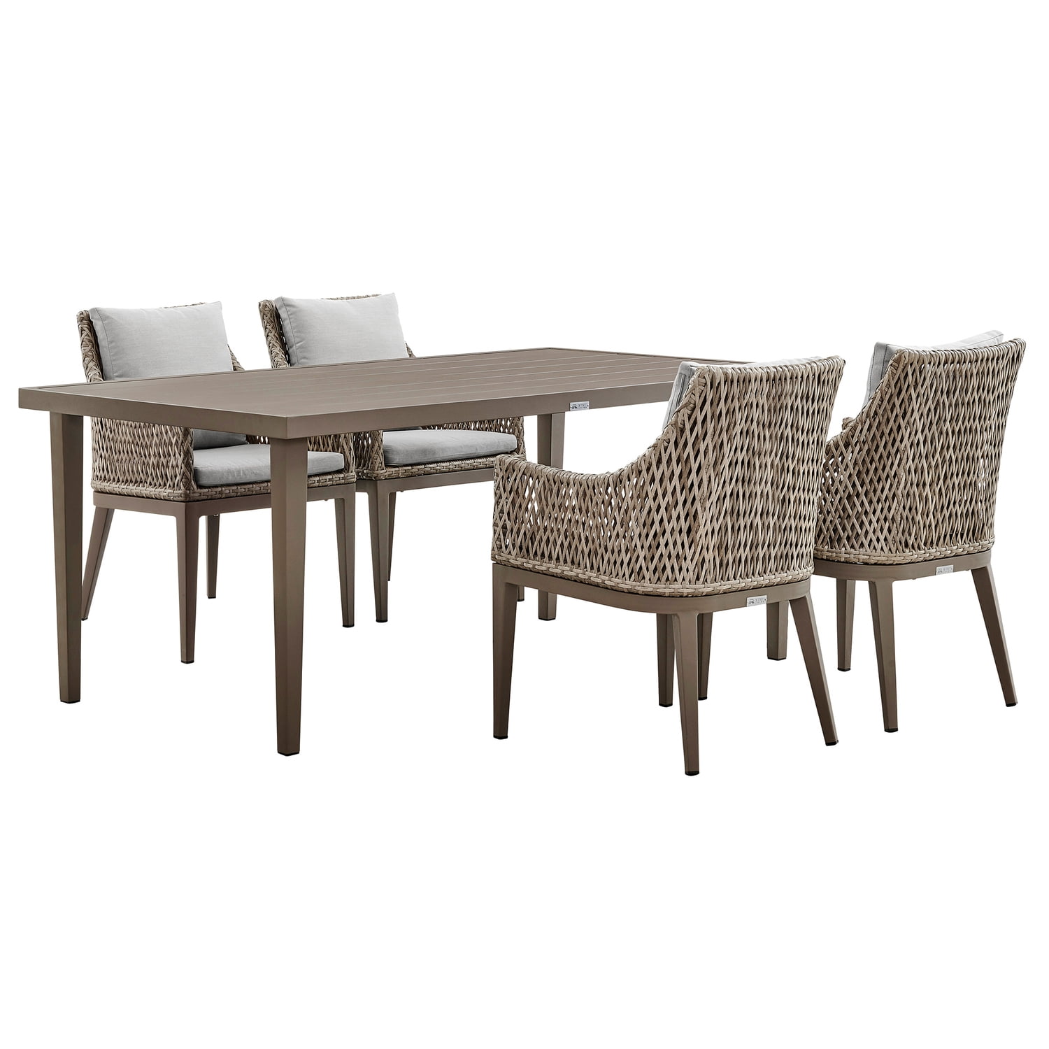Grenada 6-Person Gray Wicker and Aluminum Outdoor Dining Set