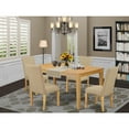 thumbnail image 1 of Dining Room Table Set 60 Inch Rectangle with 4 Chairs - Linen Fabric Dark Khaki Finish, 1 of 5