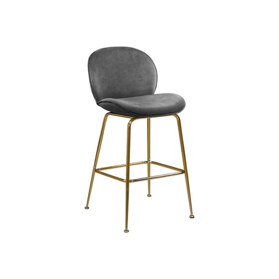 Island Oasis Modern, Contemporary Velvet Upholstered Counter Height Stool with Durable Metal Frame, Set of 2, Round Back, 21" W x 18" D x 38" H