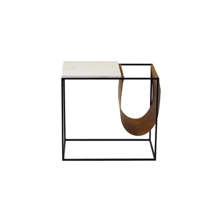 Modern Magazine Rack with Marble Top & Iron Frame - Stylish Storage Organizer