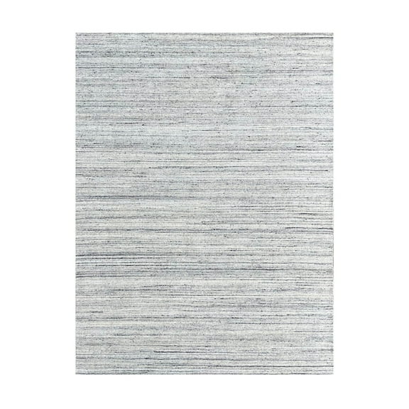 Modern Wool Rug 10x14 ft Silver Area Rug - Hand-Knotted Rectangle Floor Covering Contemporary Design