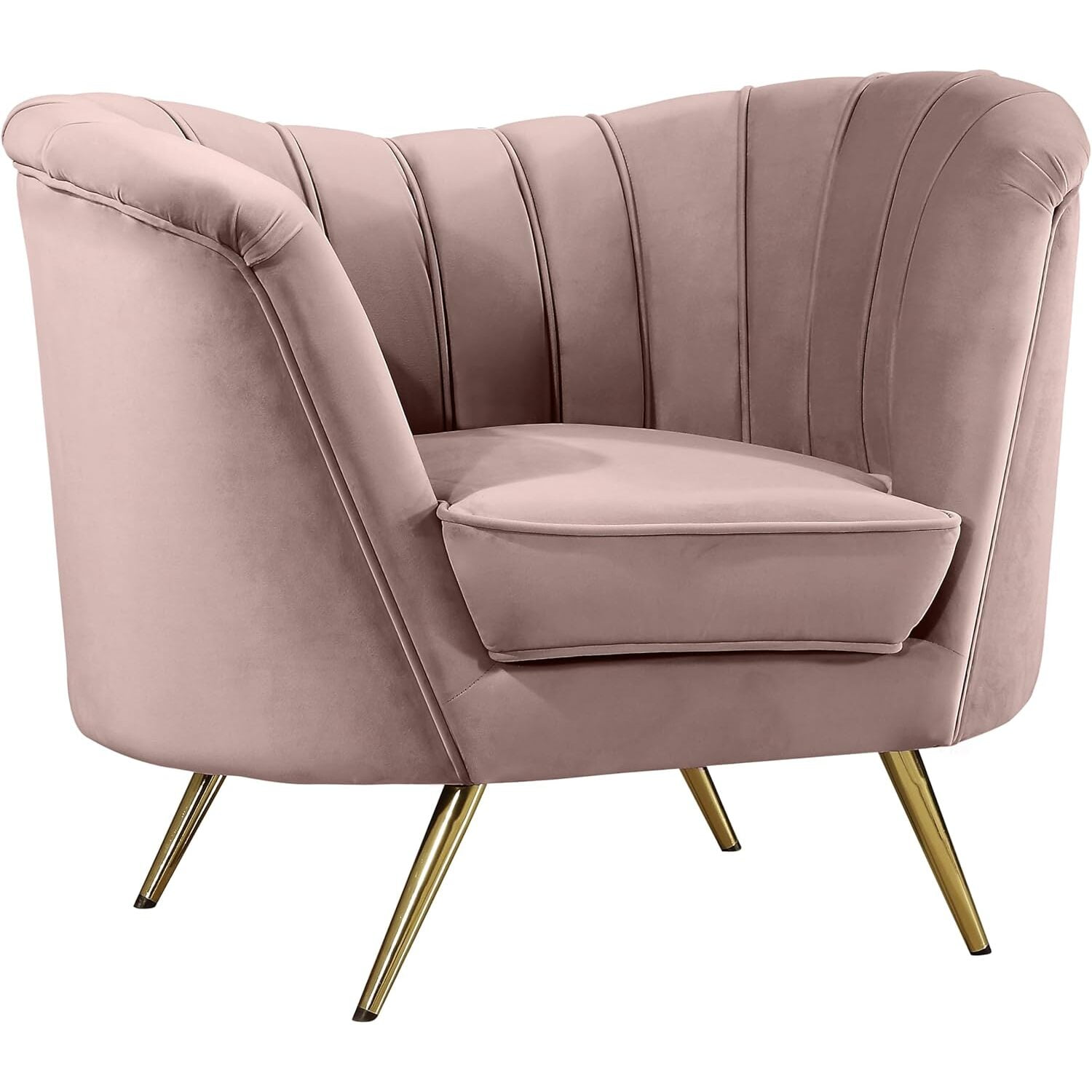 Elegant Pink Velvet Accent Chair with Gold Stainless Steel Legs