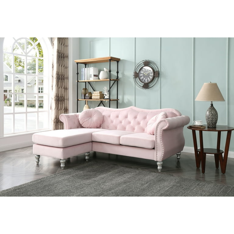ヴィクトリアンスタイル ソファ くすみピンク Homestock Victorian Elegance Sofa Chaise , Pink - Walmart.com