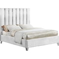 thumbnail image 1 of Velvet Upholstered Bed with Tufting & Chrome Accents - Low Profile Design, 1 of 6