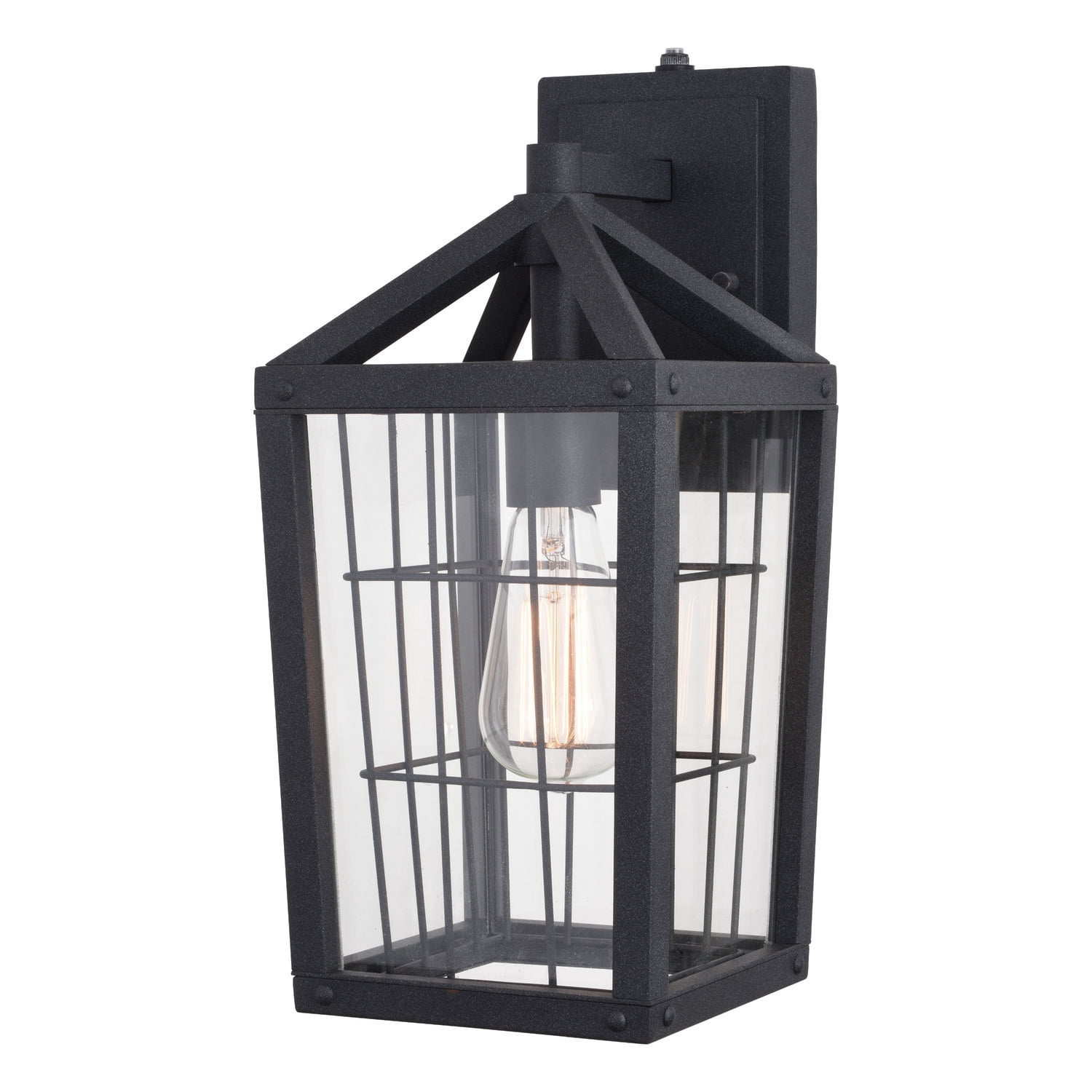 Outdoor Wall Lantern Black Wire Cage Dusk to Dawn Wall Sconce - 7 Inch