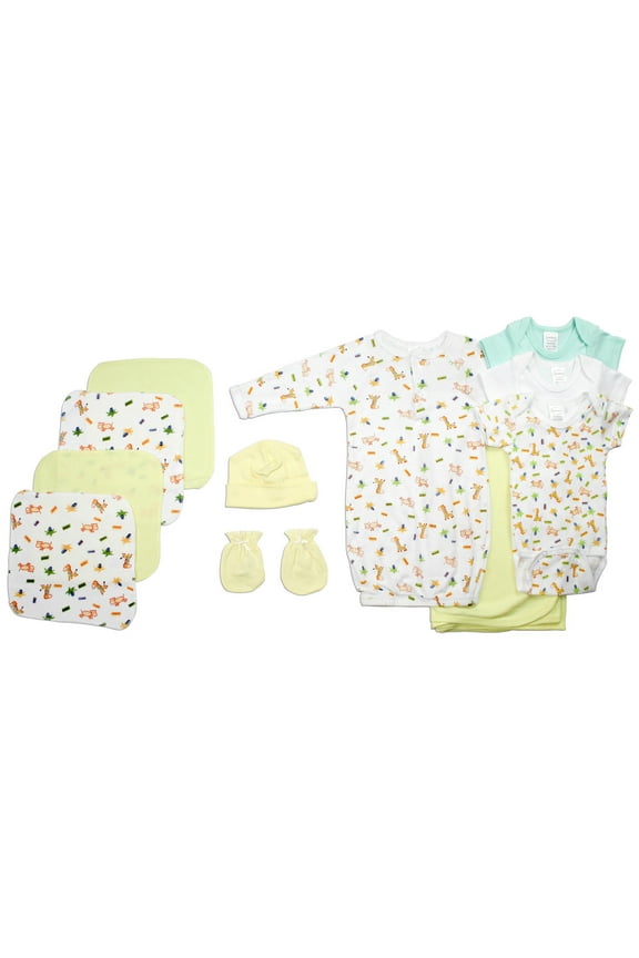 Newborn Baby Clothes Set 11pc Layette Gift - Soft Cotton Onesies, Bibs, Hats - Shower Present
