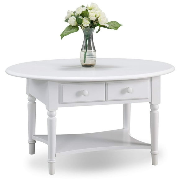 HomeStock Victorian Vibes One Drawer Oval Coffee Table with Shelf - 36" x 23.5" x 19" Compact Design with Drawer Storage for Small Spaces
