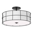 thumbnail image 1 of Semi-Flush Mount Light 3 Light Black Finish Ceiling Fixture with White Shade, 1 of 5