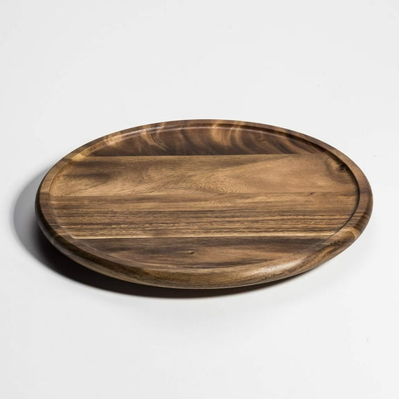 Acacia Wood Spinning Lazy Susan - 15 Inch Round Rotating Tabletop Server for DiningKitchen
