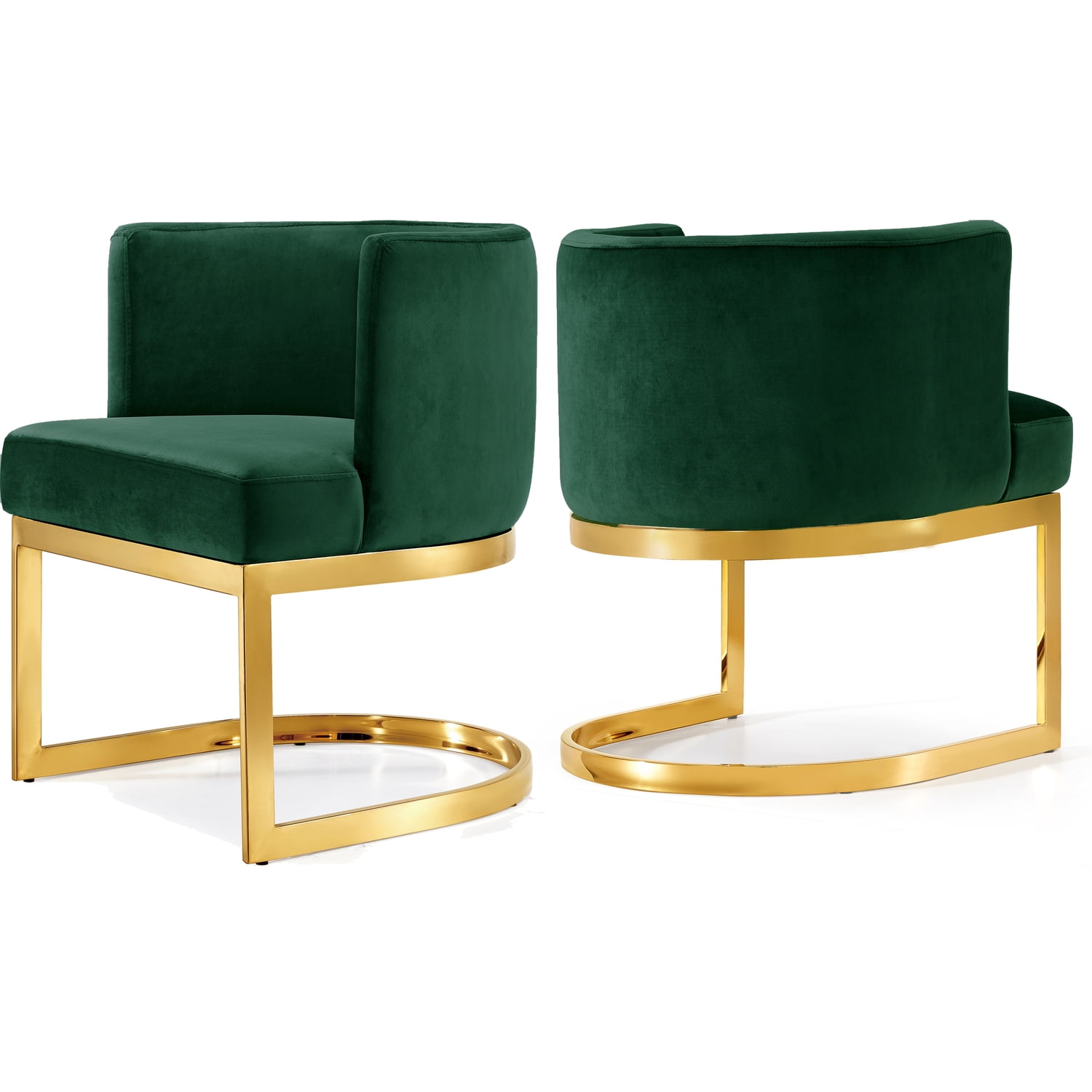 Luxe Emerald Barrel Upholstered Arm Chair with Gold Base
