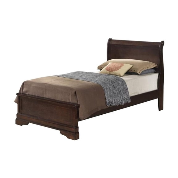 HomeStock Victorian Vintage Bed, Wood Sleigh Bed with Storage Drawers in Footboard, Dovetail Joinery for Durability, Low-Profile Bed-Color:Cappuccino,Size:Twin